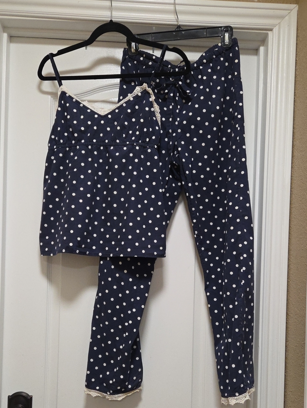 Brooks Brothers Navy Polka Dot Pajama Bottoms and Tank Set